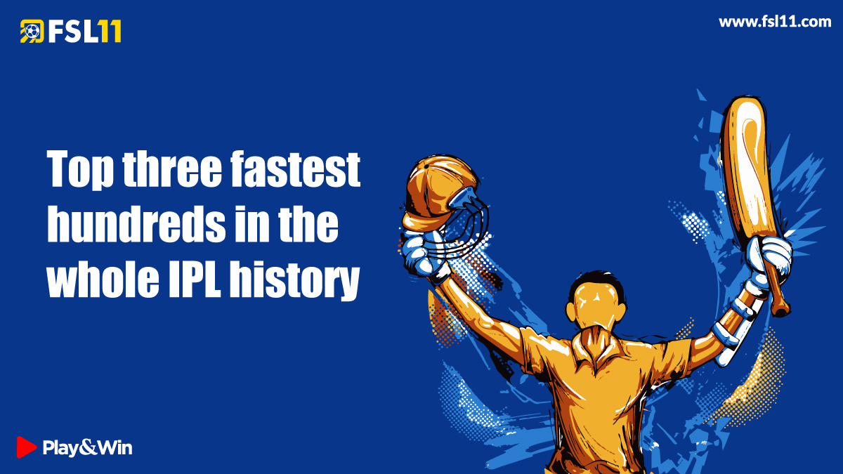 Top three fastest hundreds in the whole IPL history