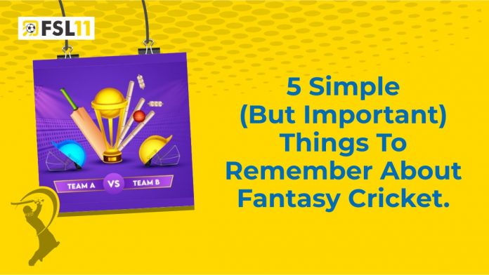 5 Simple (But Important) Things To Remember About Fantasy Cricket