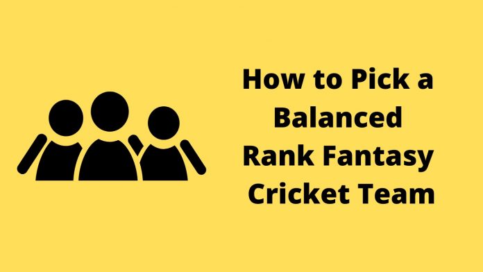 How to Pick a Balanced Rank Fantasy Cricket Team